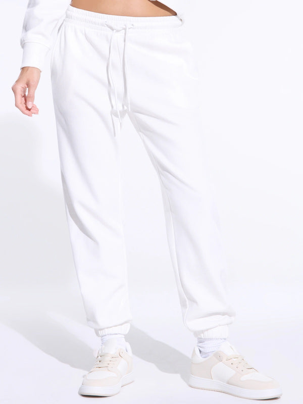 SINSAY WOMENS BASIC JOGGERS - WHITE